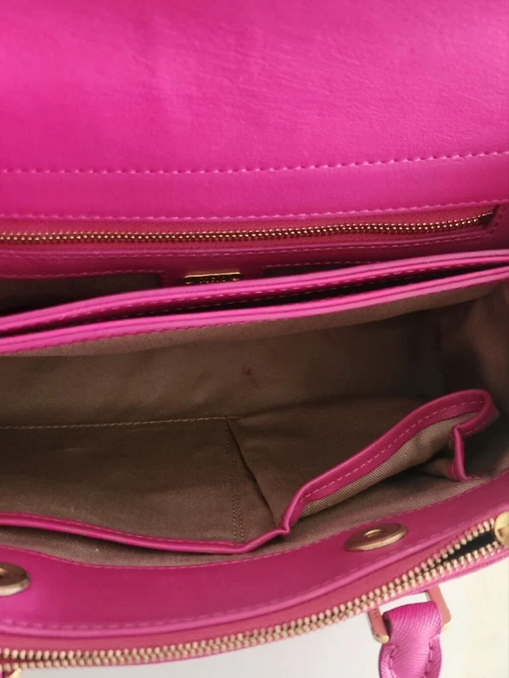 MCM Fuchsia Pink Saffiano Leather Top-Handle Satchel W/Crossbody Strap